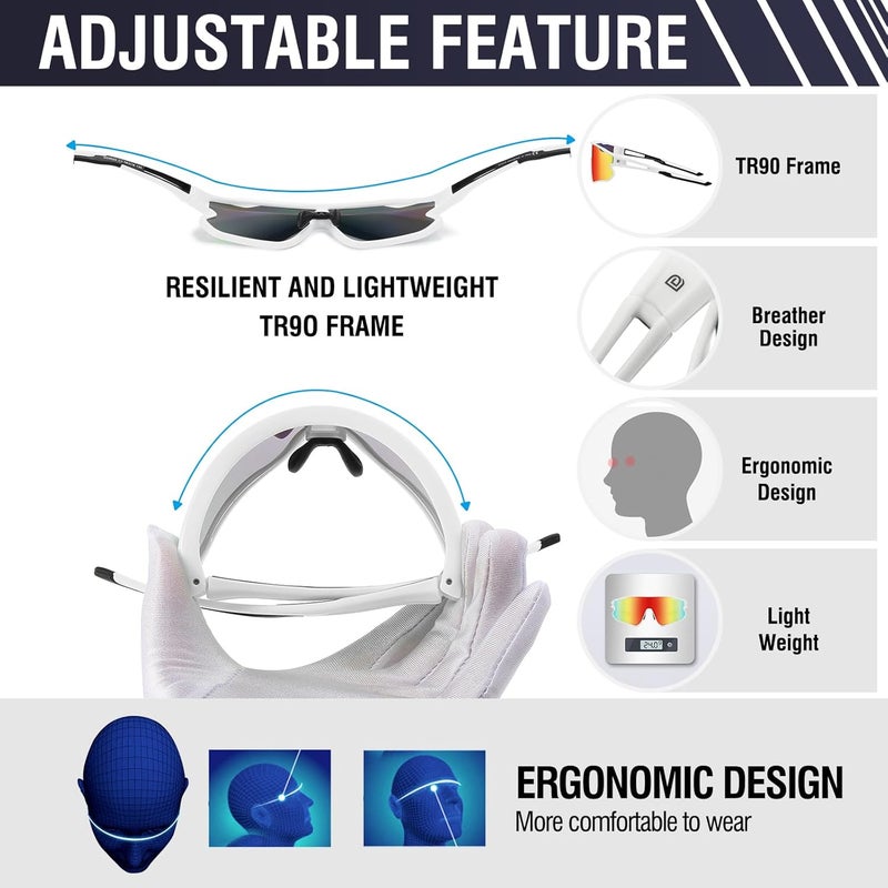Duco Sports Polarized Sunglasses for Men Women Running Sunglasses Fishing Cycling Baseball Glasses UV400 Protection DC0023 - Image 4